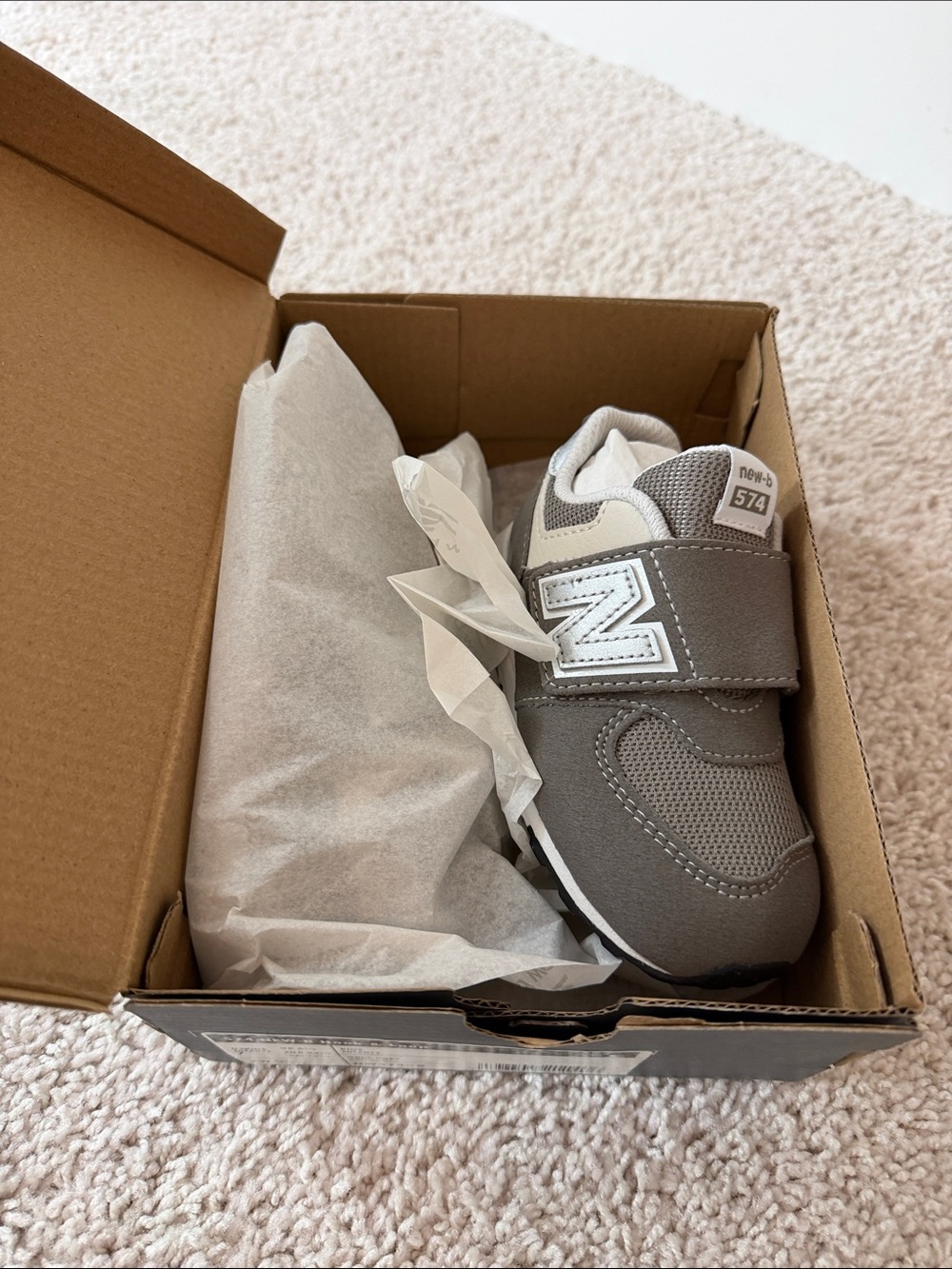 New Balance Kids Gray Hook-and-Loop 574 Sneakers